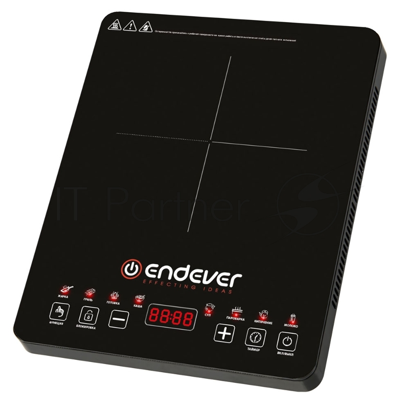 Плитка электрическая индукционного типа Endever Skyline IP-58, черный, мощность 2000 Вт, диаметр посуды 12-28 см, 8 авто программ, 6 шт/уп