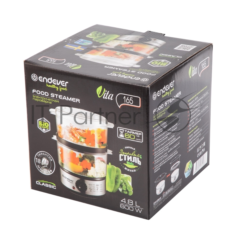 Пароварка Endever Vita-165, черный/стальной