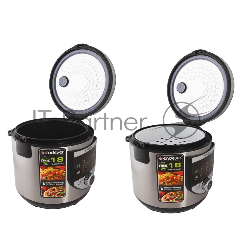 Мультиварка электрическая Endever Vita 61, стальной/чёрный, мощность 860 Вт, емкость 5л, 18 авторежимов, функция мастер-повар,книга рецептов