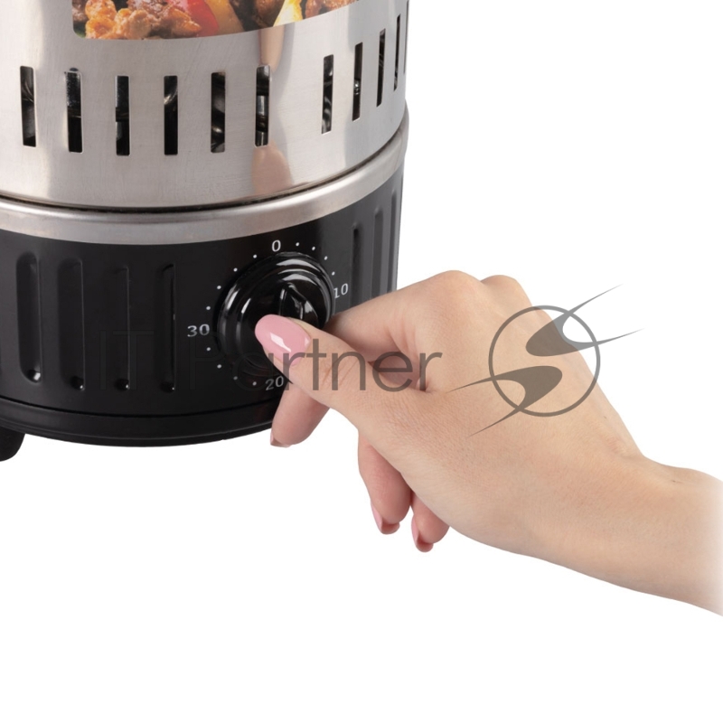 Электрическая шашлычница ENDEVER Grillmaster 290, серебристый/черный, 1200 Вт, 5 шампуров, автоматическое вращение шампуров,таймер до 30 мин ,4 шт/уп.