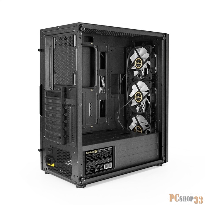 Корпус Miditower ExeGate EVO-9205-NPX500 (ATX, БП 500NPX с вент. 12 см, с окном, 1*USB+1*USB3.0, аудио, 3 вент. 12см с RGB подсветкой)