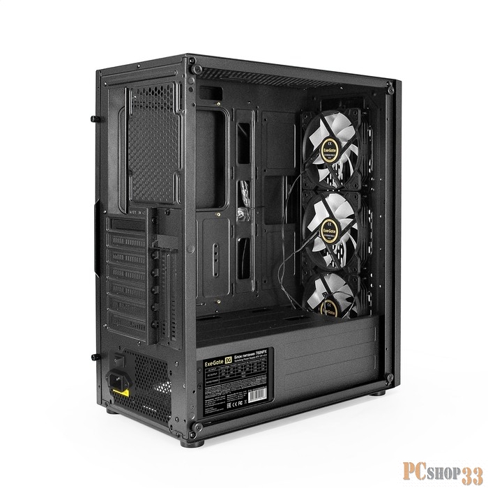 Корпус Miditower ExeGate EVO-9205-NPX700 (ATX, БП 700NPX с вент. 12 см, с окном, 1*USB+1*USB3.0, аудио, 3 вент. 12см с RGB подсветкой)
