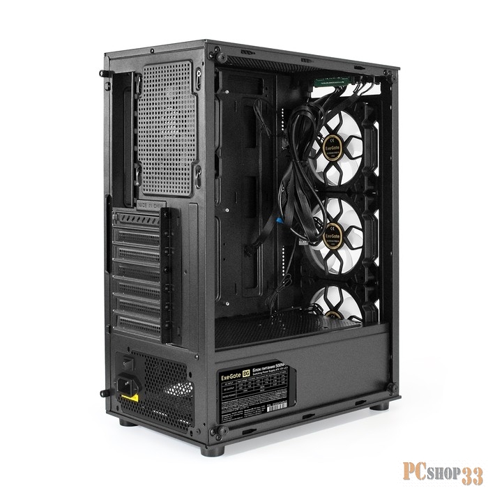 Корпус Miditower ExeGate i3 BASE-NPX500 (ATX, БП 500NPX с вент. 12 см, с окном, 1*USB+1*USB3.0, аудио, 4 вент. 12см с RGB подсветкой)