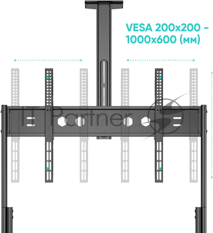 Подставка для телевизора Onkron TS2080 черный 60-120 макс.150кг напольный мобильный