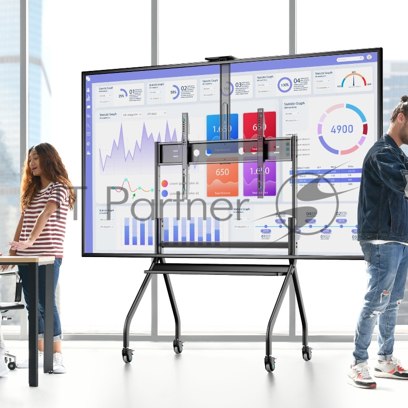 Подставка для телевизора Onkron TS2080 черный 60-120 макс.150кг напольный мобильный