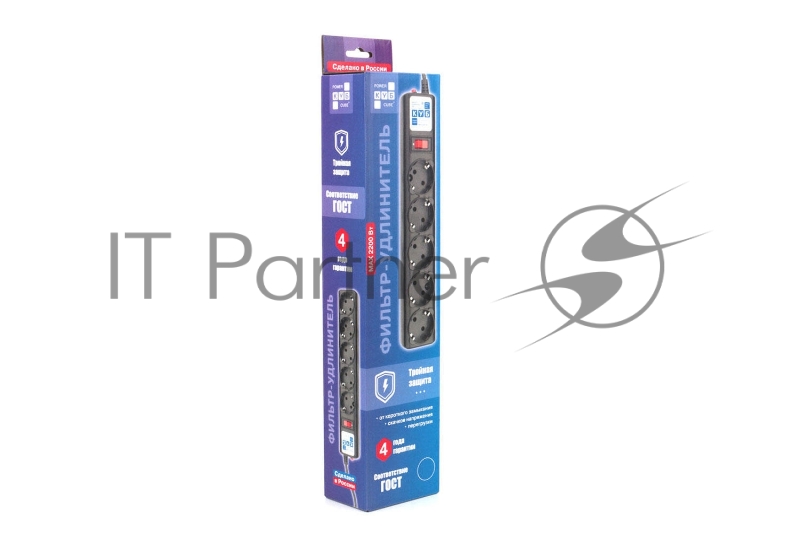 Сетевой фильтр Powercube SPG5-С2 1.9м (5 розеток) черный (коробка)