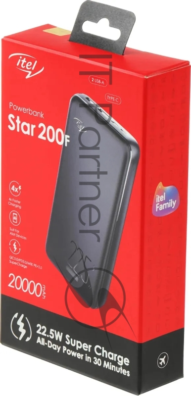 Мобильный аккумулятор Itel Star 200F 20000mAh 5A черный
