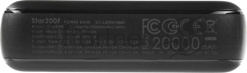 Мобильный аккумулятор Itel Star 200F 20000mAh 5A черный