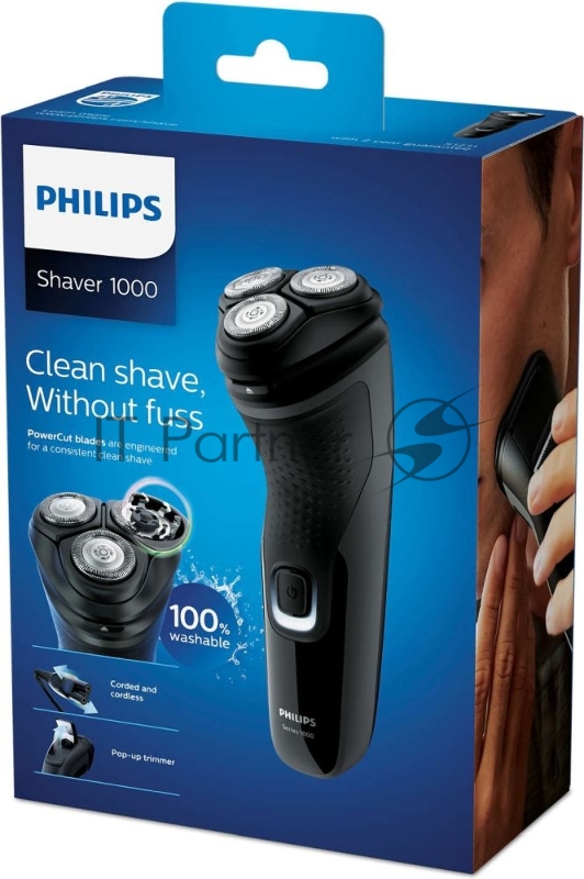 Бритва роторная Philips S1231/41 реж.эл.:3 питан.:элек.сеть/аккум. черный