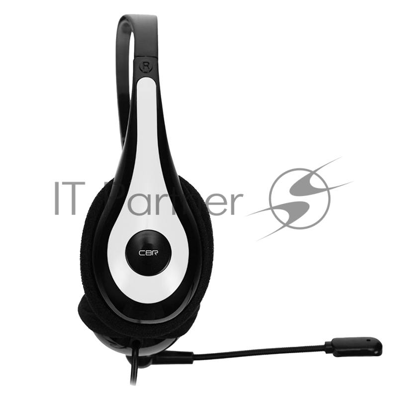 Компьютерная гарнитура CBR CHP 353M White проводная стерео, микрофон с шумоподавл., накл. наушники, USB, кнопка выкл. микрофона, регул. громк., регул. оголовья, длина каб. 2 м, цвет чёрный-белый