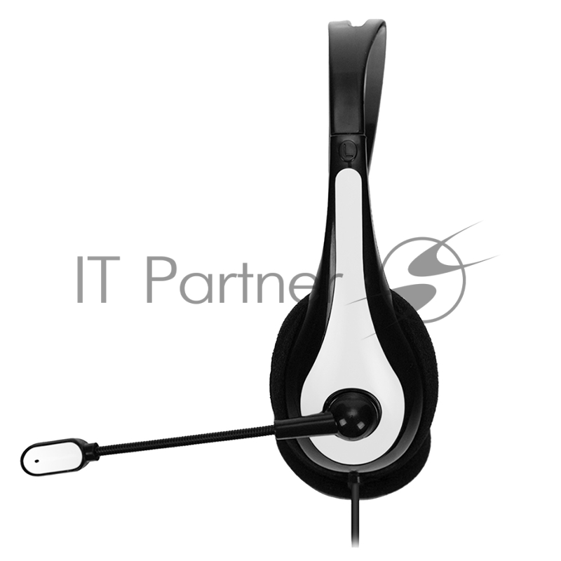 Компьютерная гарнитура CBR CHP 353M White проводная стерео, микрофон с шумоподавл., накл. наушники, USB, кнопка выкл. микрофона, регул. громк., регул. оголовья, длина каб. 2 м, цвет чёрный-белый