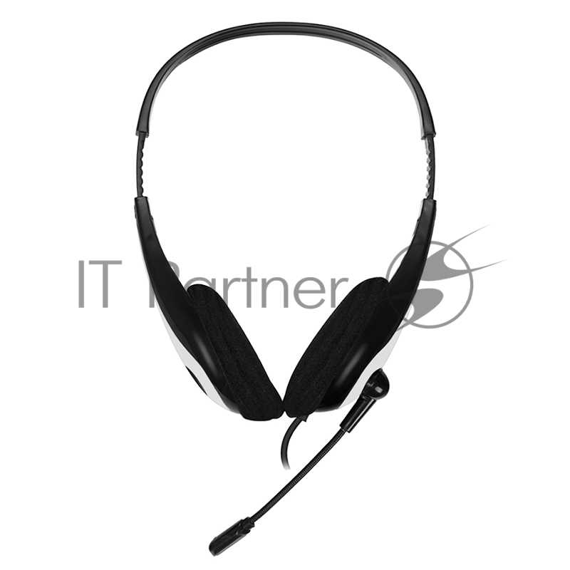 Компьютерная гарнитура CBR CHP 353M White проводная стерео, микрофон с шумоподавл., накл. наушники, USB, кнопка выкл. микрофона, регул. громк., регул. оголовья, длина каб. 2 м, цвет чёрный-белый