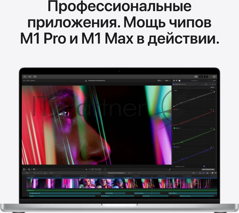 Ноутбук Apple MacBook Pro A2442 M1 Pro 10 core 16Gb SSD1Tb/16 core GPU 14.2 (3024x1964)/ENGKBD Mac OS silver WiFi BT Cam Английская клавиатура