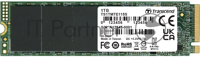Накопитель SSD Transcend PCI-E 3.0 x4 1Tb TS1TMTE115S 115S M.2 2280 0.2 DWPD