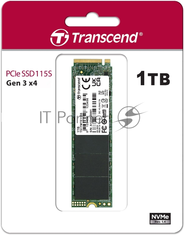 Накопитель SSD Transcend PCI-E 3.0 x4 1Tb TS1TMTE115S 115S M.2 2280 0.2 DWPD