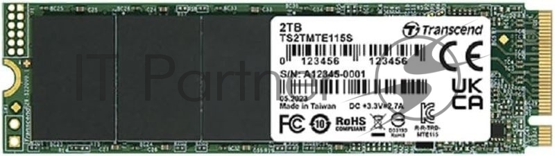 Накопитель SSD Transcend PCI-E 3.0 x4 2TB TS2TMTE115S 115S M.2 2280 0.2 DWPD