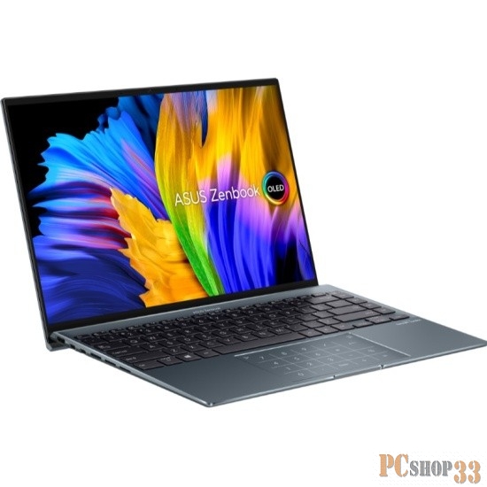 Ноутбук ASUS UX5401ZA-KN150W Touch 14(2880x1800 OLED 16:10)/Touch/Intel Core i7 12700H(2.3Ghz)/16384Mb/512PCIS Iris Xe Graphics/Cam/BT/WiFi/63WHr/war 1y/1.4kg/Pine Grey/Win11Home + NumberPad алюм корп 2хThunderbolt +чехол