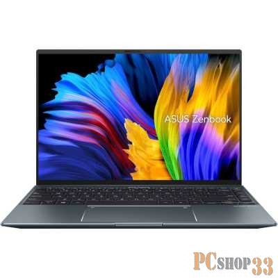 Ноутбук ASUS UX5401ZA-KN195 Touch 14(2880x1800 OLED 16:10)/Touch/Intel Core i7 12700H(2.3Ghz)/16384Mb/512PCIS Iris Xe Graphics/Cam/BT/WiFi/63WHr/war 1y/1.4kg/Pine Grey/DOS + NumberPad алюм корп