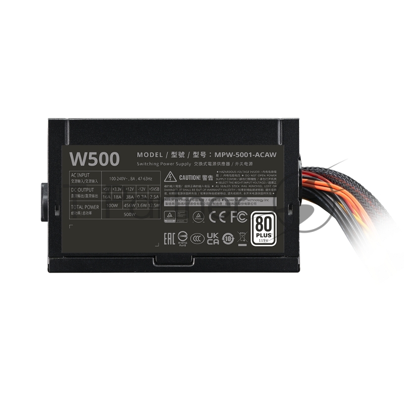 Блок питания 500 Ватт Power Supply Cooler Master Elite NEX W500, 500W, ATX, 120mm, 5xSATA, 2xPCI-E(6+2), 3xMolex, APFC, 80+white, Bulk w/EU cord