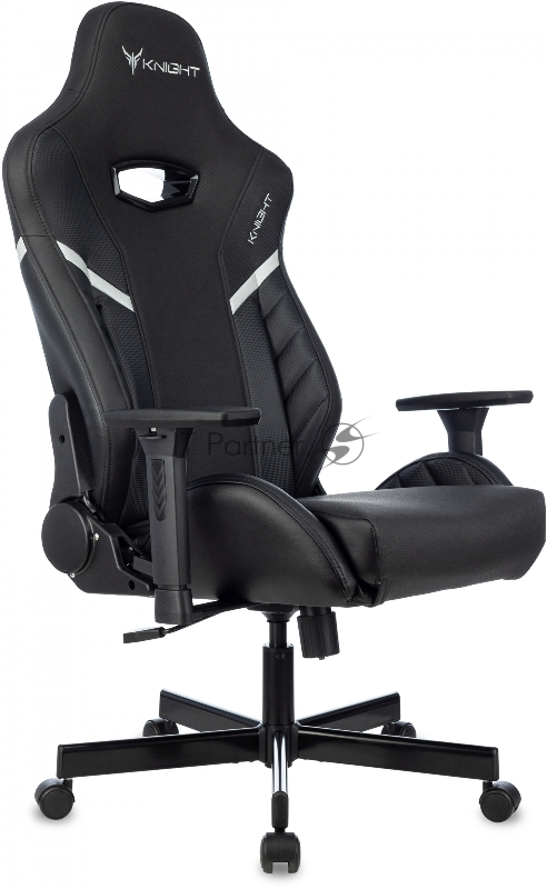 Кресло игровое Knight Thunder 5X черный эко.кожа крестов. металл