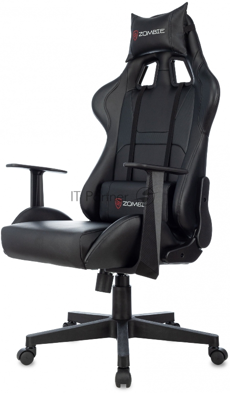 Кресло игровое Zombie Game Penta черный эко.кожа с подголов. крестов. пластик