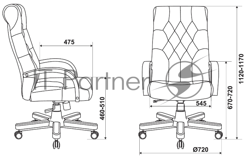 Кресло руководителя Бюрократ T-9928WALNUT Fabric зеленый Italia Green крестов. металл/дерево