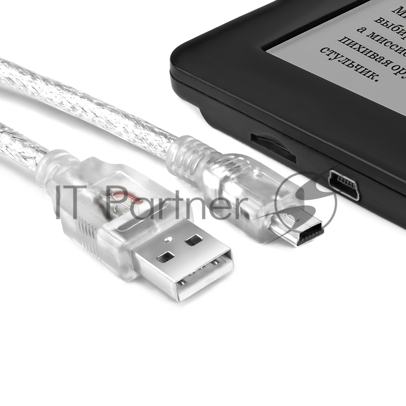 Кабель Greenconnect Кабель mini USB 2.0, 28/28 AWG, AM / mini 5P, кольцо, экран, армированный, морозостойкий, 1.5m прозрачный (GCR-UM1M5P-BB2SF-1.5m)