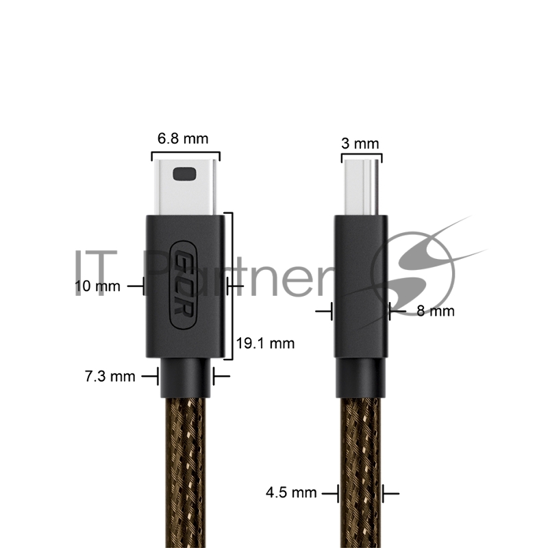 Кабель активный 15.0m GCR USB 2.0, AM/mini 5P, черно-прозрачный, с усилителем сигнала, разъём для доп.питания, 28/24 AWG, GCR-UM2M5P1-BD2S-15.0m