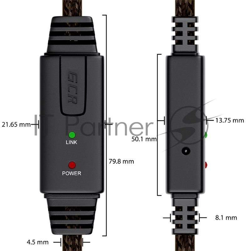 Кабель активный 15.0m GCR USB 2.0, AM/mini 5P, черно-прозрачный, с усилителем сигнала, разъём для доп.питания, 28/24 AWG, GCR-UM2M5P1-BD2S-15.0m