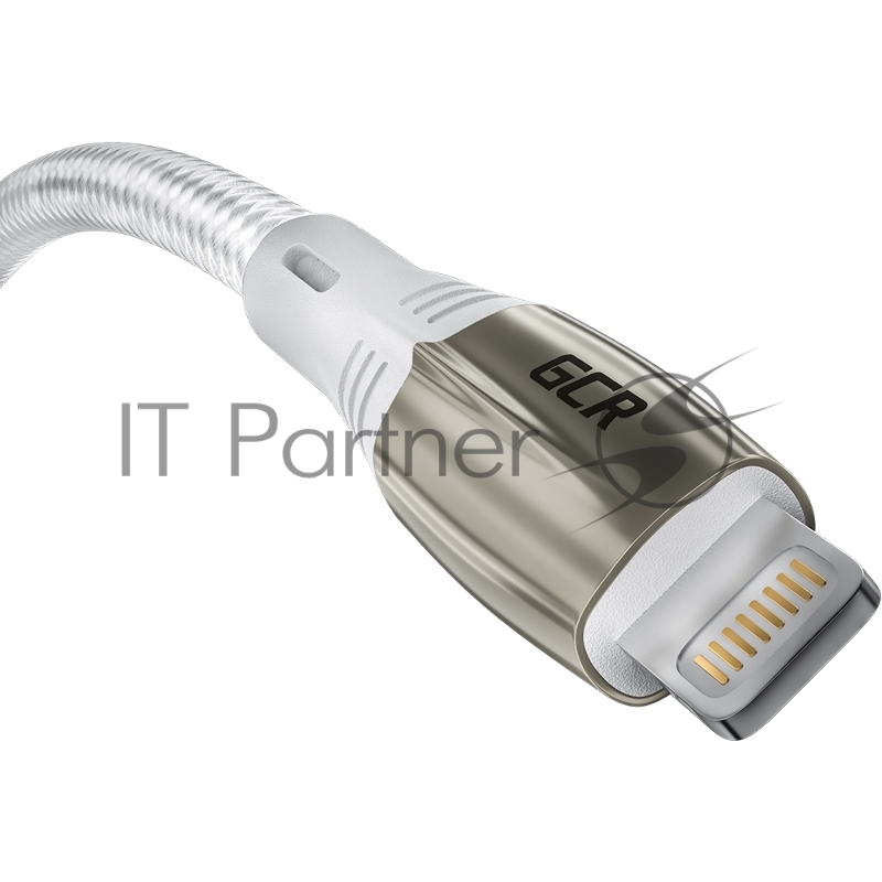Кабель GCR 1.0m TypeC/Lightning MFI POWER DELIVERY 18 W, быстрая зарядка, белый нейлон, корпус relief, белый ПВХ, GCR-52633