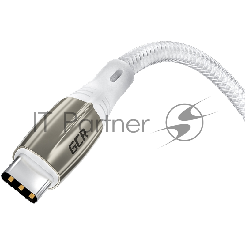 Кабель GCR 1.0m TypeC/Lightning MFI POWER DELIVERY 18 W, быстрая зарядка, белый нейлон, корпус relief, белый ПВХ, GCR-52633