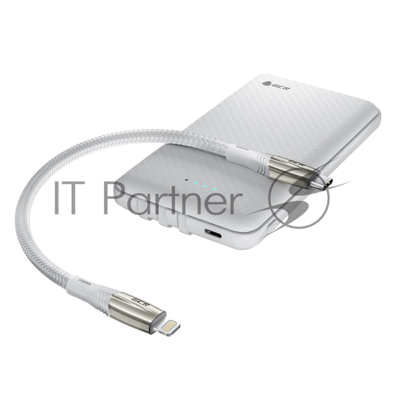 Кабель GCR 1.0m TypeC/Lightning MFI POWER DELIVERY 18 W, быстрая зарядка, белый нейлон, корпус relief, белый ПВХ, GCR-52633