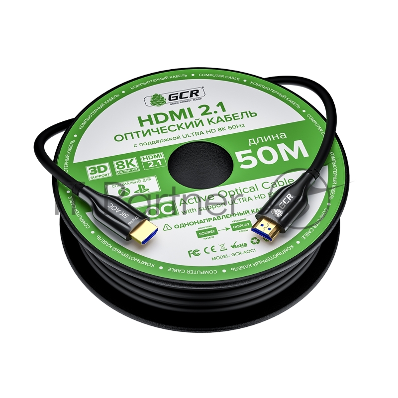 Кабель GCR 50m оптический HDMI 2.1 8K 60Hz, для подключения SmartTV, AppleTV, XBOX Series X, PS5, GCR-52441