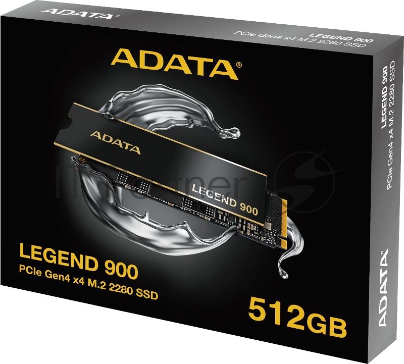 Твердотельный накопитель ADATA SSD LEGEND 900, 512GB, M.2(22x80mm), NVMe 1.4, PCIe 4.0 x4, 3D NAND, R/W 6200/2300MB/s, IOPs н.д./н.д., TBW 130, DWPD 0.14, with Heat Sink (5 лет)