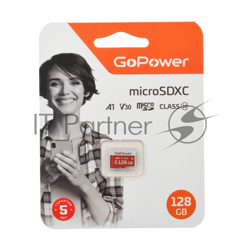 Карта памяти microSD GoPower 128GB Class10 UHS-I (U3) 100 МБ/сек V30 без адаптера