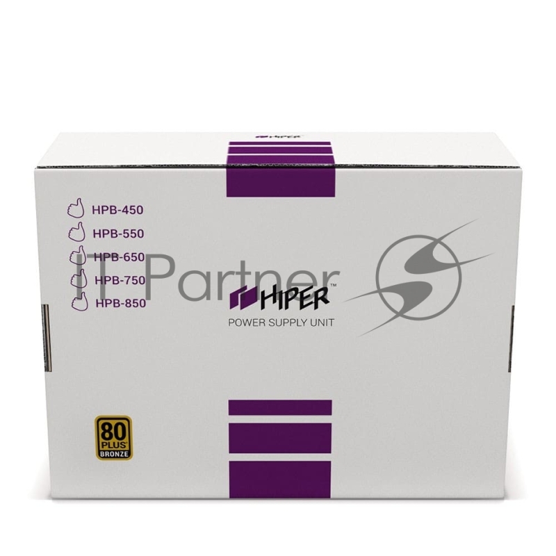 Блок питания для ПК 600 Ватт/ PSU HIPER HPB-600 (ATX 2.31, 600W, Active PFC, 80Plus BRONZE, 140mm fan, черный) BOX