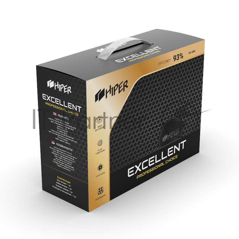 Блок питания для ПК 1300 Ватт PSU HIPER HPG-1300FM (1300W, Gold 14cm Fan, 220V input, Efficiency 93%, Modular, Black)BOX