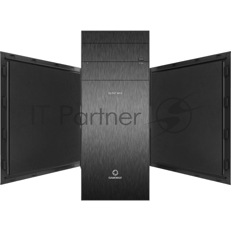 Компьютерный корпус ATX, без блока питания/ Gamemax Silent Max ATX case, black, w/o PSU, w/2xUSB3.0+2xUSB2.0, w/2x12cm top fans (GMX-WFBK), w/2x12cm front fans (GMX-WFBK), w/1x12cm rear fan (GMX
