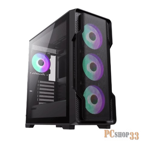 Компьютерный корпус E-ATX, без блока питания Gamemax SIEGE BK E-ATX case, black, w/o psu, w/1xUSB3.0+2xUSB2.0, Combo Audio, w/3x12cm ARGB front fan (1xFN-12A-M6I, 2xFN-12A-S6I), w/1x12cm ARGB rear fan (FN