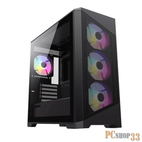 Компьютерный корпус mATX, без блока питания Gamemax Destroyer MB mATX case, black, w/o psu, w/1xUSB3.0+2xUSB2.0, Combo Audio, w/3x12cm FRGB front fan (FN-FF12X), w/1x12cm FRGB rear fan (FN-FF12X)