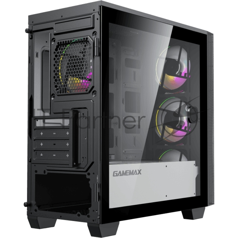 Компьютерный корпус, без блока питания mATX Gamemax Aero Mini mATX case, black, w/o PSU, w/1xUSB3.0+1xUSB2.0, w/3x12cm ARGB front fans GMX-12-Rainbow-D), w/1x12cm ARGB rear fan (GMX-12-Rainbow-D)