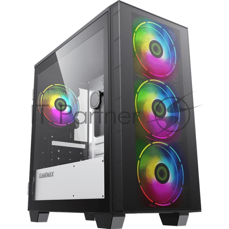 Компьютерный корпус, без блока питания mATX Gamemax Aero Mini mATX case, black, w/o PSU, w/1xUSB3.0+1xUSB2.0, w/3x12cm ARGB front fans GMX-12-Rainbow-D), w/1x12cm ARGB rear fan (GMX-12-Rainbow-D)