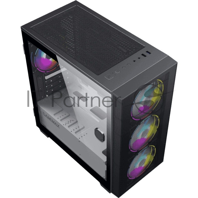 Компьютерный корпус, без блока питания mATX Gamemax Aero Mini mATX case, black, w/o PSU, w/1xUSB3.0+1xUSB2.0, w/3x12cm ARGB front fans GMX-12-Rainbow-D), w/1x12cm ARGB rear fan (GMX-12-Rainbow-D)