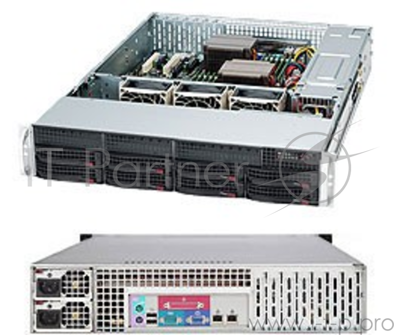 Серв. корпус 2U 19 RM Supermicro CSE-825TQ-R720LPB, E-ATX, черный (720Вт)