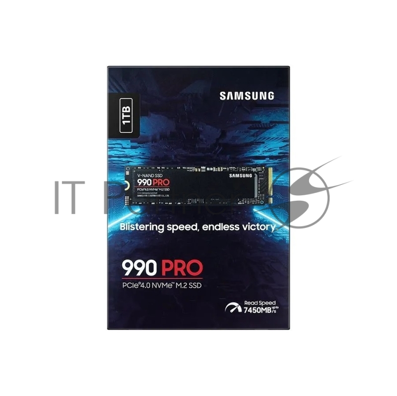 Твердотельный накопитель Samsung SSD 990 PRO, 1000GB, M.2(22x80mm), NVMe 2.0, PCIe 4.0 x4, V-NAND TLC, R/W 7450/6900MB/s, IOPs 1 200 000/1 550 000, DRAM buffer 1024MB, TBW 600, DWPD 0.33, with Heatsink (12 мес.)