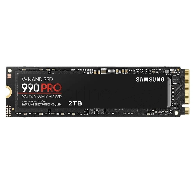 Твердотельный накопитель Samsung SSD 990 PRO, 2000GB, M.2(22x80mm), NVMe 2.0, PCIe 4.0 x4, V-NAND TLC, R/W 7450/6900MB/s, IOPs 1 400 000/1 550 000, DRAM buffer 2048MB, TBW 1200, DWPD 0.33, with Heatsink (12 мес.)