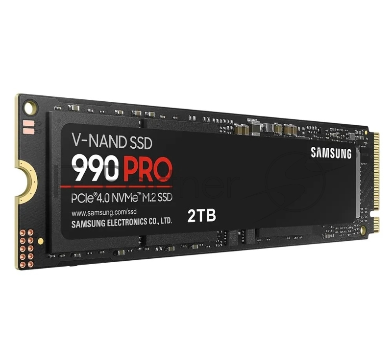 Твердотельный накопитель Samsung SSD 990 PRO, 2000GB, M.2(22x80mm), NVMe 2.0, PCIe 4.0 x4, V-NAND TLC, R/W 7450/6900MB/s, IOPs 1 400 000/1 550 000, DRAM buffer 2048MB, TBW 1200, DWPD 0.33, with Heatsink (12 мес.)