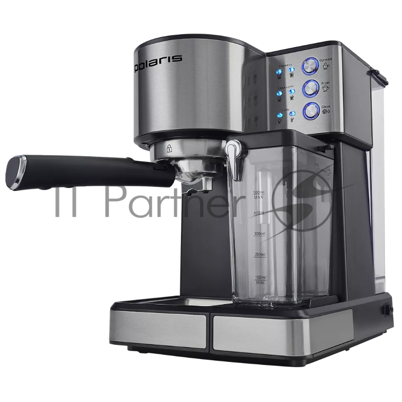 Кофеварка рожковая Polaris PCM 1536E Adore Cappuccino 1350Вт нержавеющая сталь/черный