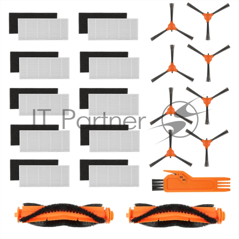 Комплект аксессуаров для робота-пылесоса KYVOL D10/D2/D3/D5S/D6/D7/E20/E25S/E (основная щетка - 2 шт., боковая щетка - 8 шт., фильтр - 3 шт., сменная салфетка - 4 шт., губка для фильтра - 10 шт., фильтр - 10 шт., щетка для очистки - 1 шт.)