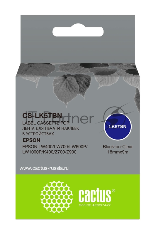 Картридж ленточный Cactus CS-LK5TBN черный для Epson LW400/LW700/LW600P/LW1000P/K40